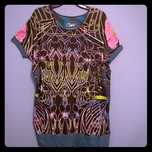 Neon flower patterned tunic